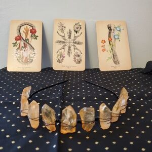 Gemstone headband, raw/rough cut orange crystal, black headband, great condition